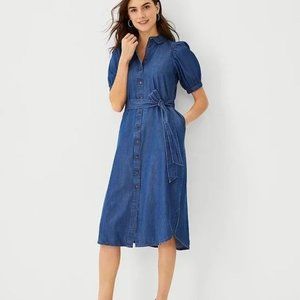 NWT Ann Taylor Chambray Belted Shirtdress